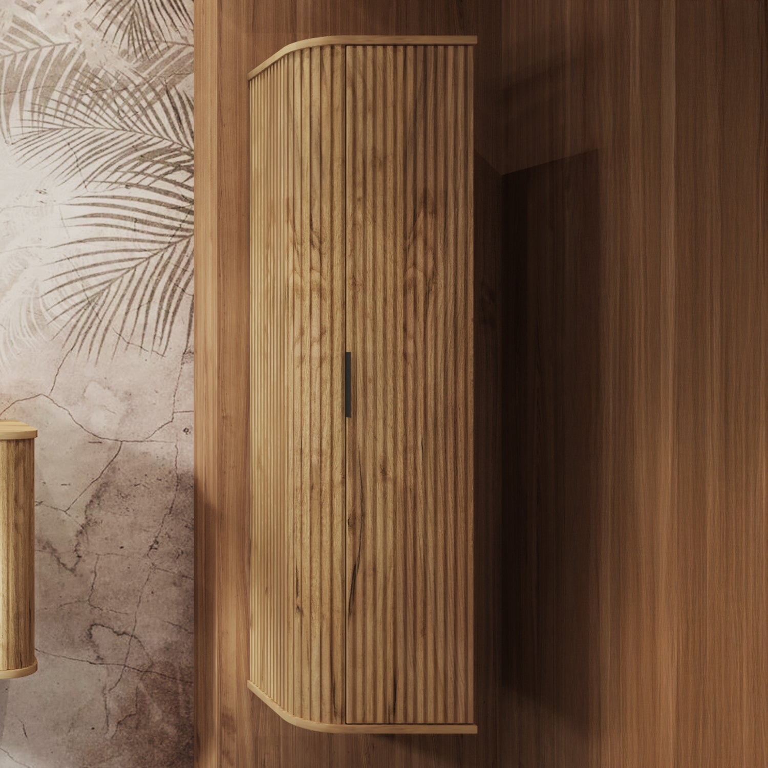 Elegance Glamour Style Tall Bathroom Wall Cabinet - Gold Craft Oak