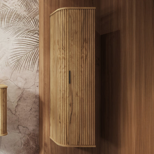 Elegance Glamour Style Tall Bathroom Wall Cabinet - Gold Craft Oak