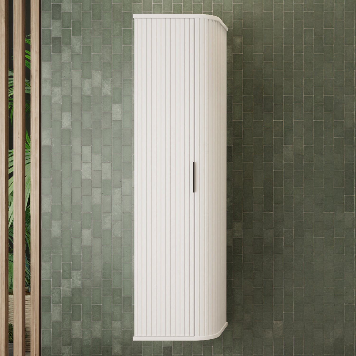 Elegance Glamour Style Tall Bathroom Wall Cabinet - White