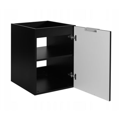 Flow 1 Door Fluted Bathroom Vanity Cabinet with Worktop 40cm - Black