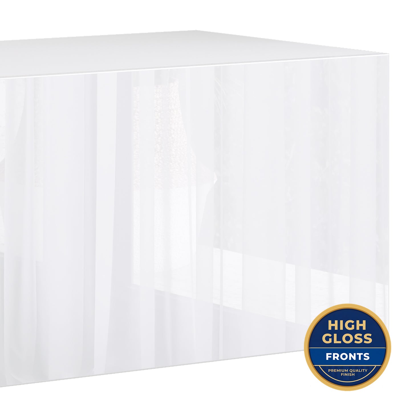Joyce Wall Mounted TV Unit Modern Plain Gloss Finish 200cm - White Gloss