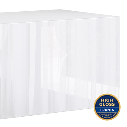Joyce Wall Mounted TV Unit Modern Plain Gloss Finish 200cm - White Gloss