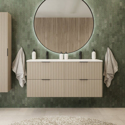 Flow Set of 2 Bathroom Vanity Cabinets 120cm with Two Basins - Cashmere