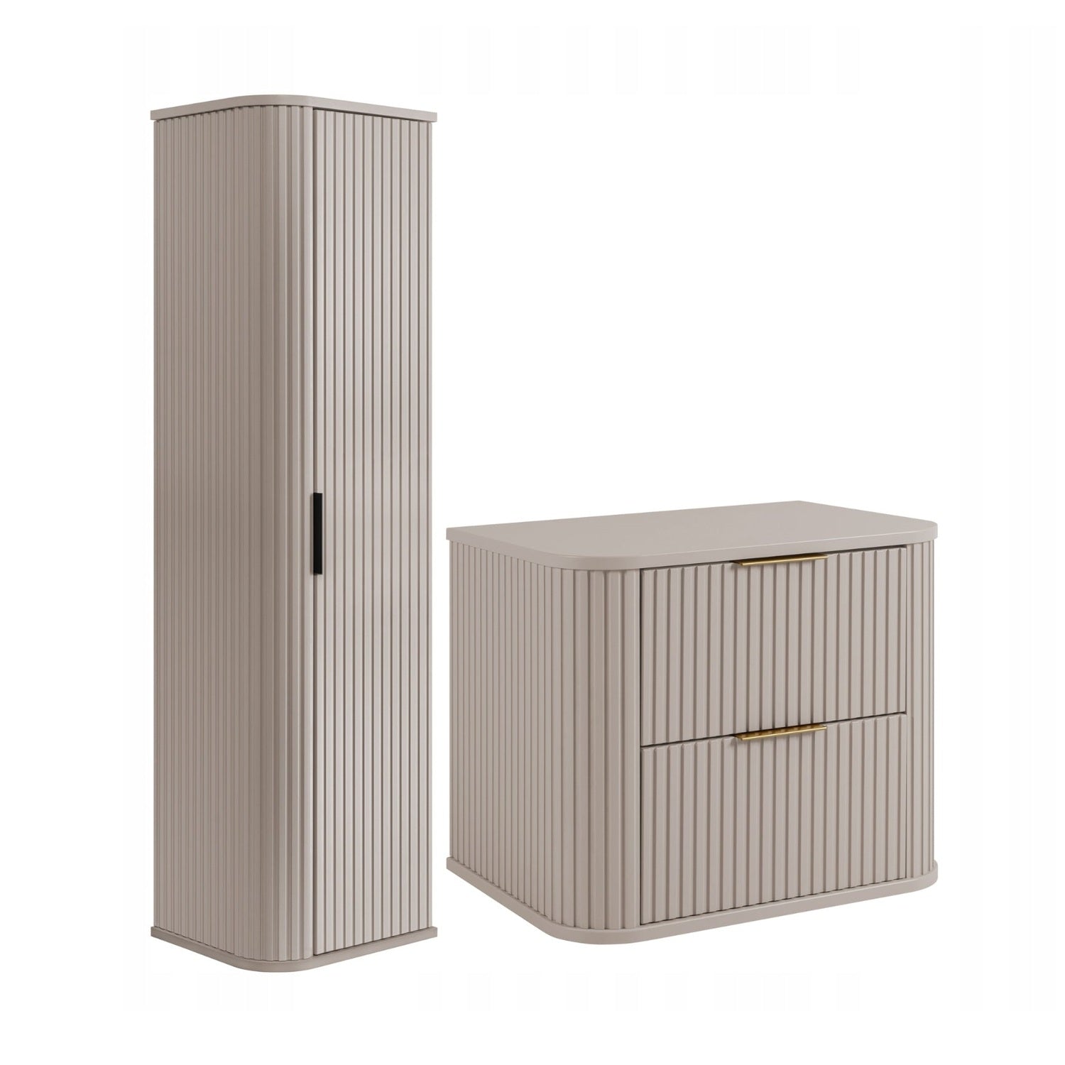 Elegance Glamour Style 2 Bathroom Wall Vanity Cabinets Set 35cm & 60cm - Cashmere