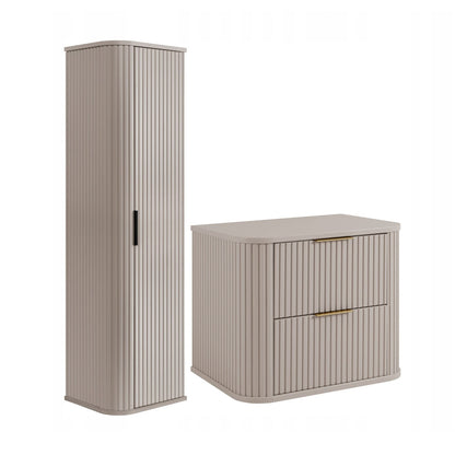 Elegance Glamour Style 2 Bathroom Wall Vanity Cabinets Set 35cm & 60cm - Cashmere