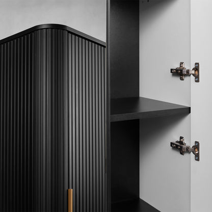 Elegance Glamour Style 2 Bathroom Wall Cabinets Set 35cm & 120cm - Black