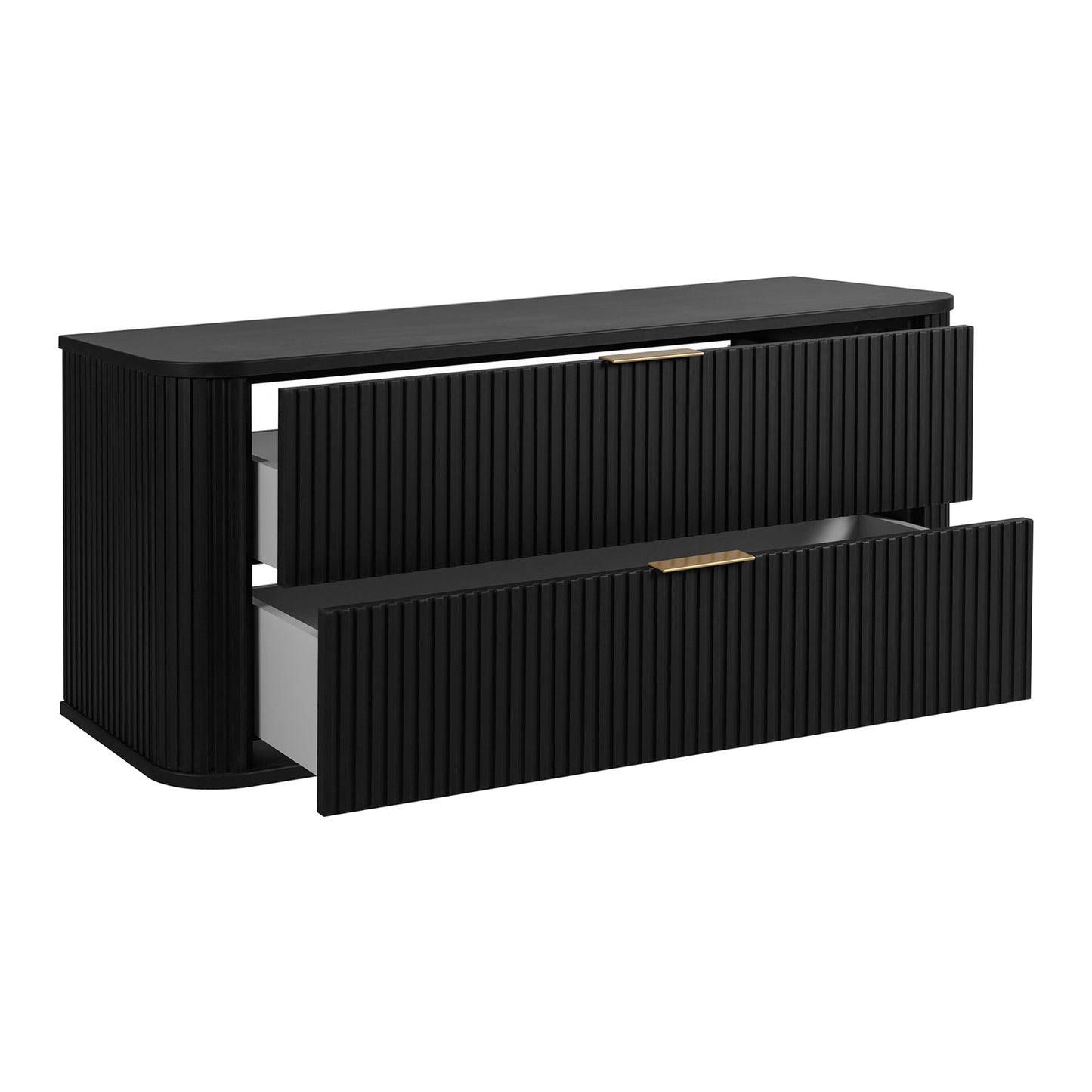 Elegance Glamour Style 2 Bathroom Wall Cabinets Set 35cm & 120cm - Black