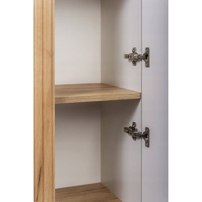 Elegance Glamour Style Tall Bathroom Wall Cabinet - Gold Craft Oak