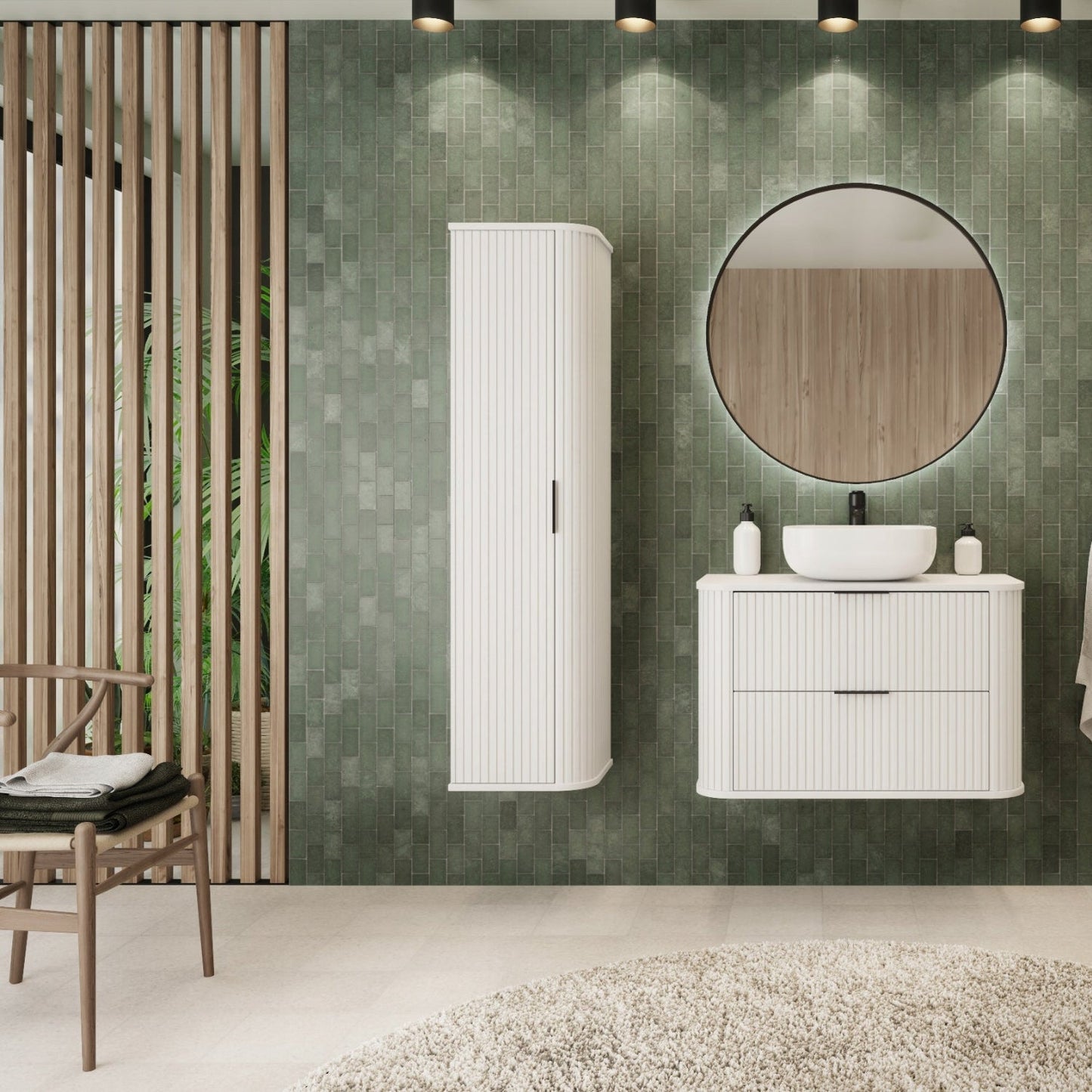 Elegance Glamour Style Tall Bathroom Wall Cabinet - White