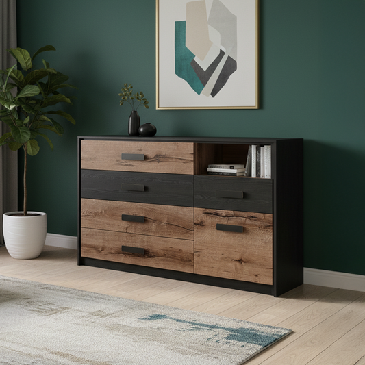 Kassel Bedroom Set 160B - Bed with Storage, Bedside Tables, Wardrobe and Chest of Drawers