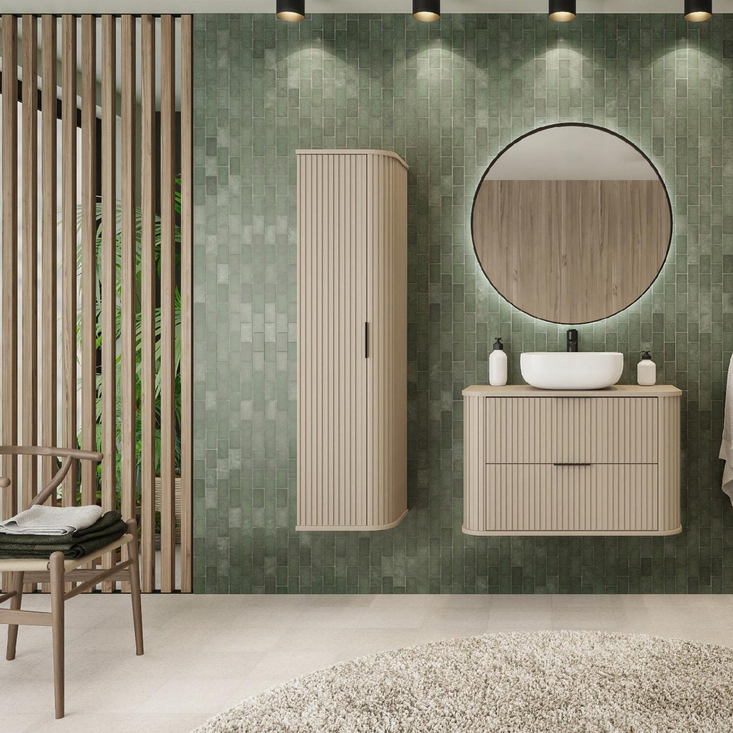 Elegance Glamour Style Tall Bathroom Wall Cabinet - Cashmere