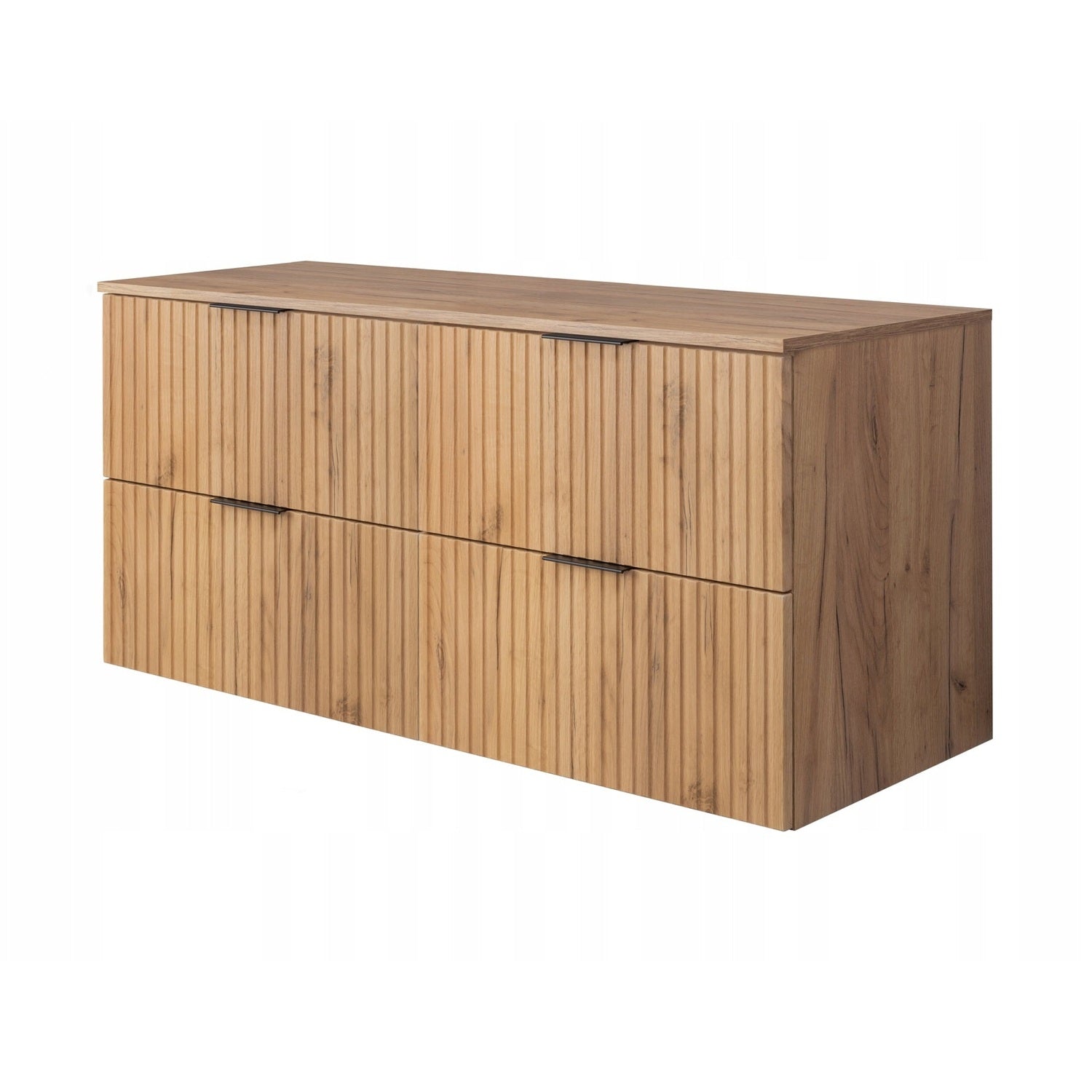 Flow 2 Drawer Bathroom Vanity Cabinet with Worktop 120cm - Gold Craft Oak