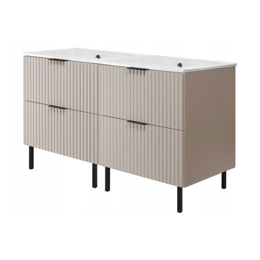 Flow Bathroom Set of 2 Standing Vanity Cabinets with Basin 120cm - Cashmire