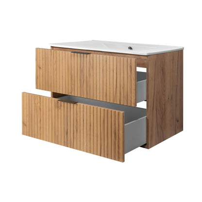 Flow Bathroom Vanity Cabinet with a Basin 80cm - Gold Craft Oak