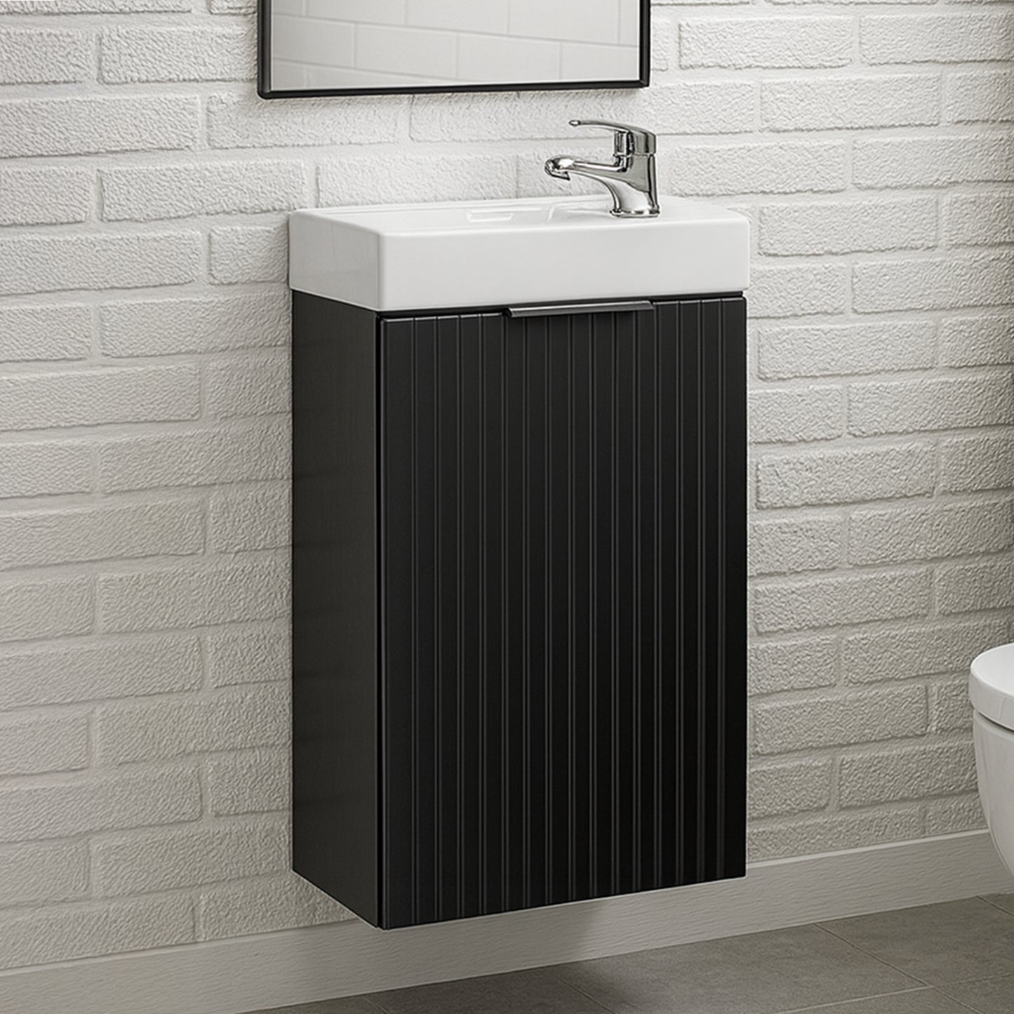 Agis Compact Bathroom Vanity 40cm Cabinet with Basin - Black