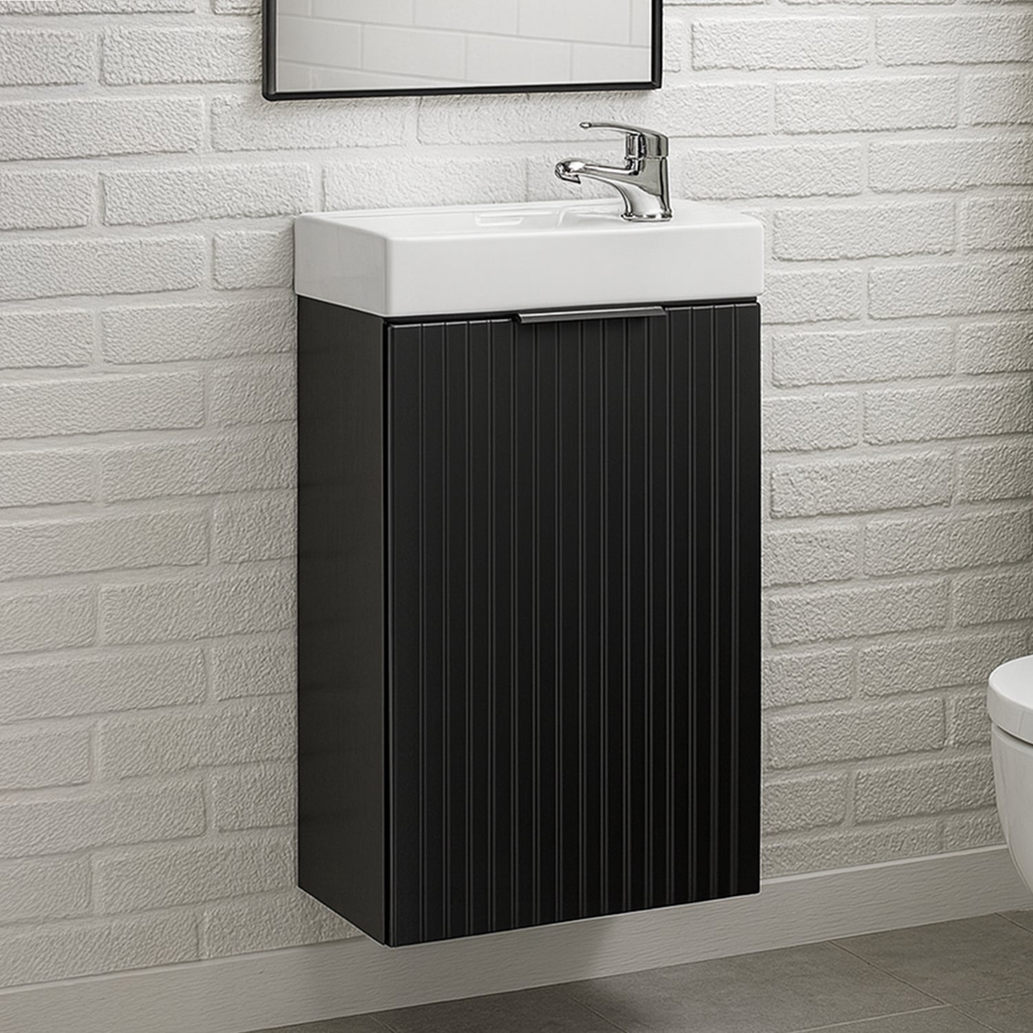 Agis Compact Bathroom Vanity 40cm Cabinet with Basin - Black