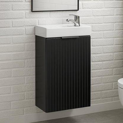 Agis Compact Bathroom Vanity 40cm Cabinet with Basin - Black