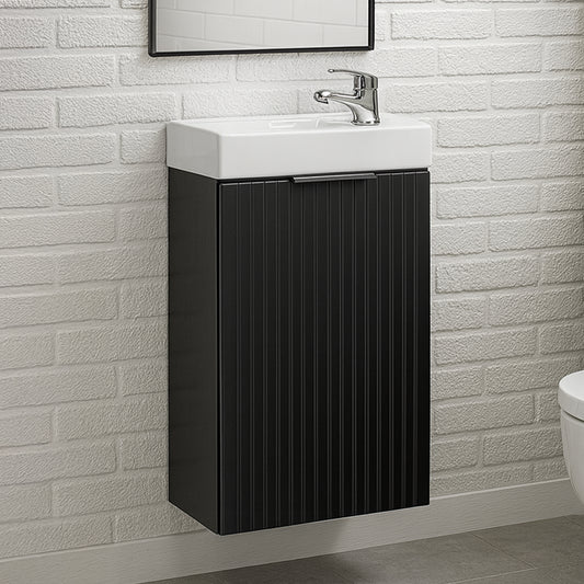Agis Compact Bathroom Vanity 40cm Cabinet with Basin - Black