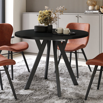 Aldo Modern Round to Oval Extendable Table – Black