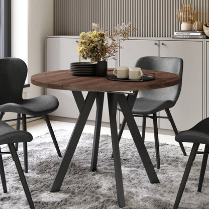 Aldo Modern Round to Oval Extendable Table – Brown / Black