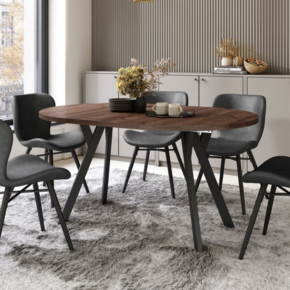 Aldo Modern Round to Oval Extendable Table – Brown / Black