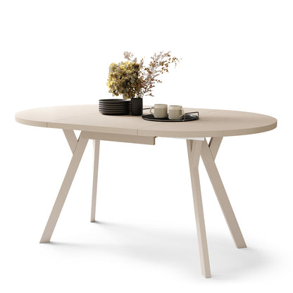 Aldo Modern Round to Oval Extendable Table 90 cm – Beige