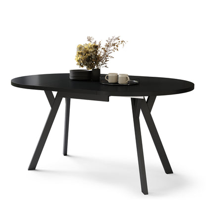 Aldo Modern Round to Oval Extendable Table 90 cm –Black