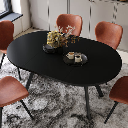 Aldo Modern Round to Oval Extendable Table 90 cm –Black