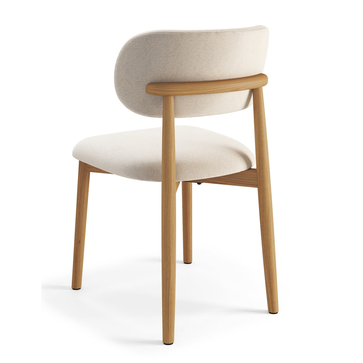 Almo Set of 2 Upholstered Dining Chairs with Solid Oak Frame - Beige