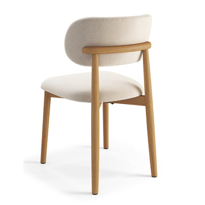 Almo Set of 2 Upholstered Dining Chairs with Solid Oak Frame - Beige