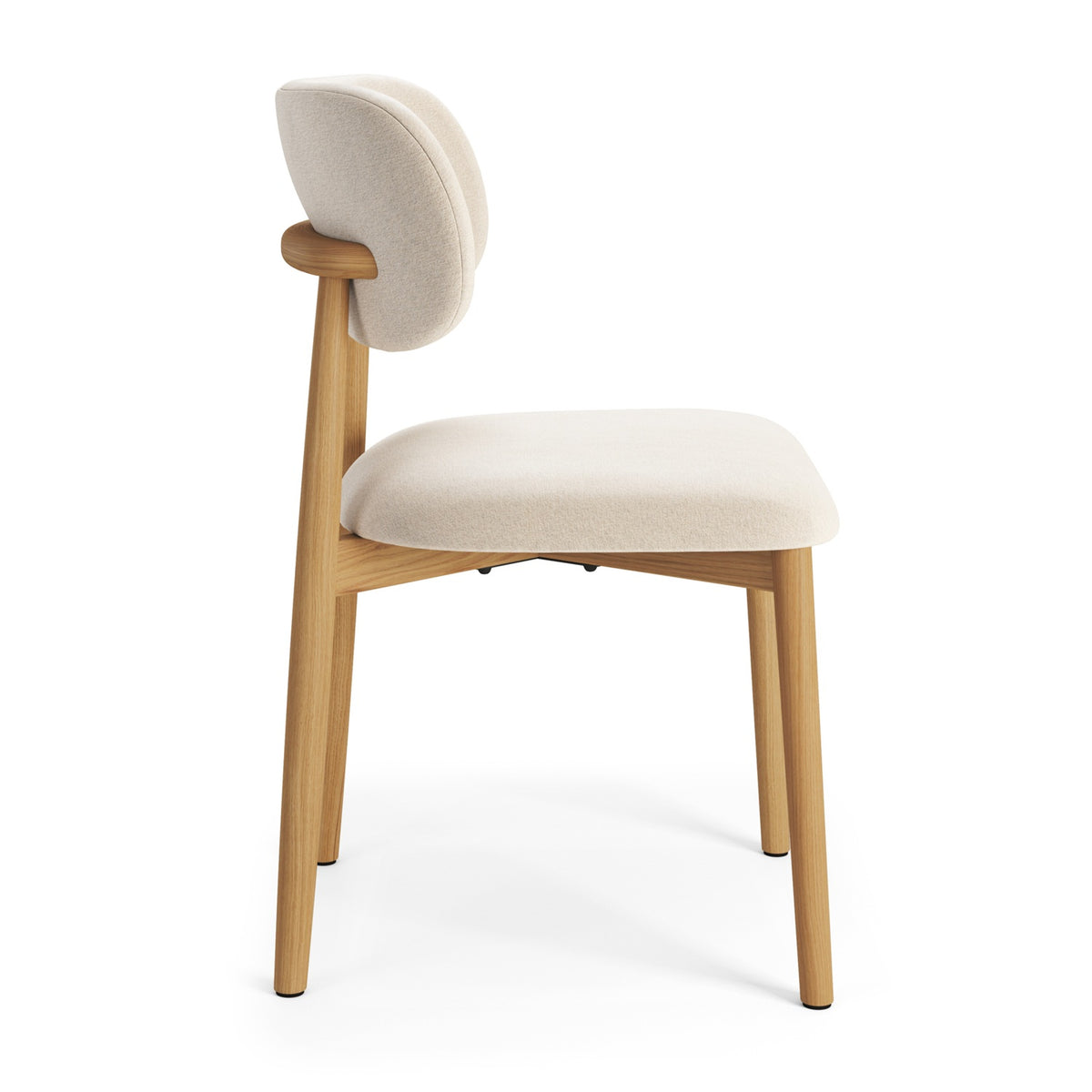 Almo Set of 2 Upholstered Dining Chairs with Solid Oak Frame - Beige