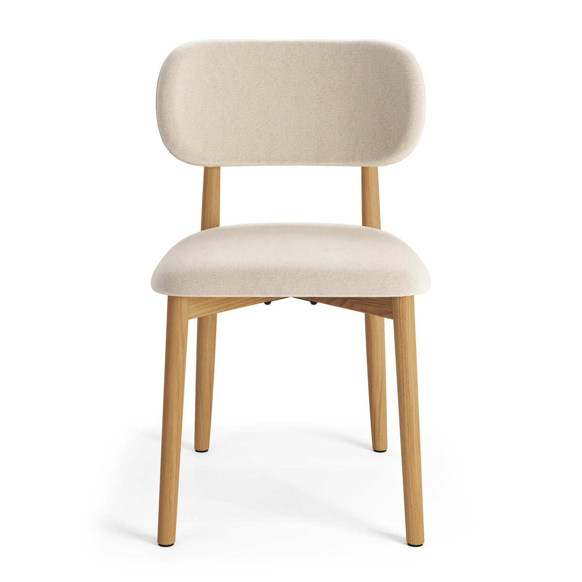 Almo Set of 2 Upholstered Dining Chairs with Solid Oak Frame - Beige