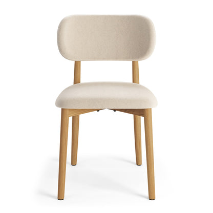 Almo Set of 2 Upholstered Dining Chairs with Solid Oak Frame - Beige