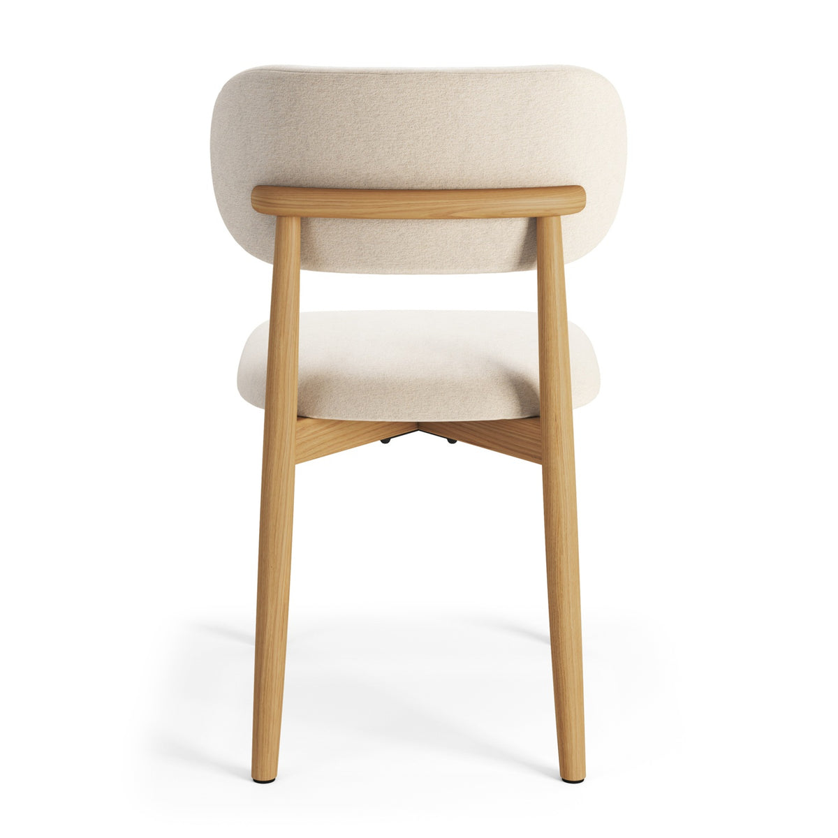 Almo Set of 2 Upholstered Dining Chairs with Solid Oak Frame - Beige