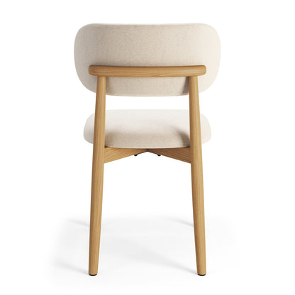 Almo Set of 2 Upholstered Dining Chairs with Solid Oak Frame - Beige