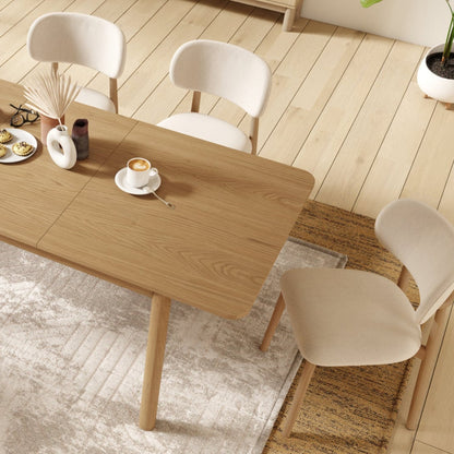 Almo Set of 2 Upholstered Dining Chairs with Solid Oak Frame - Beige
