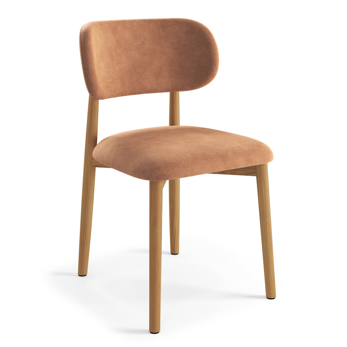 Almo Set of 2 Upholstered Dining Chairs with Solid Oak Frame - Terracotta