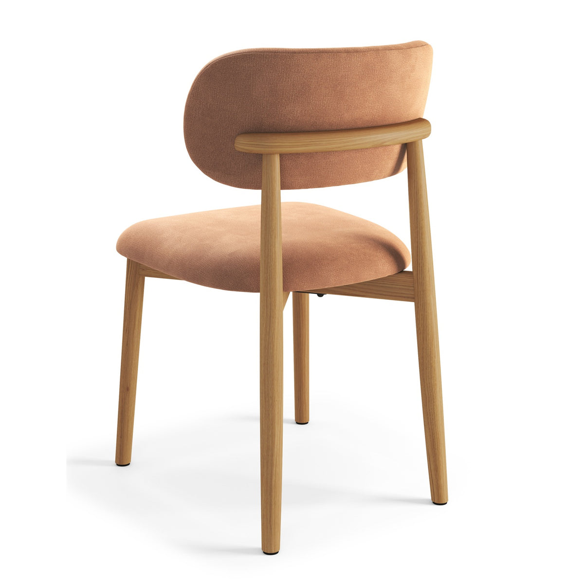 Almo Set of 2 Upholstered Dining Chairs with Solid Oak Frame - Terracotta