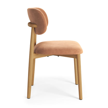 Almo Set of 2 Upholstered Dining Chairs with Solid Oak Frame - Terracotta