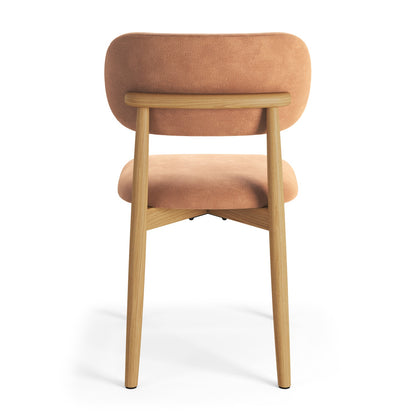 Almo Set of 2 Upholstered Dining Chairs with Solid Oak Frame - Terracotta