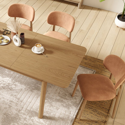 Almo Set of 2 Upholstered Dining Chairs with Solid Oak Frame - Terracotta