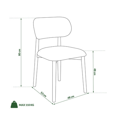 Almo Set of 2 Upholstered Dining Chairs with Solid Oak Frame - Beige