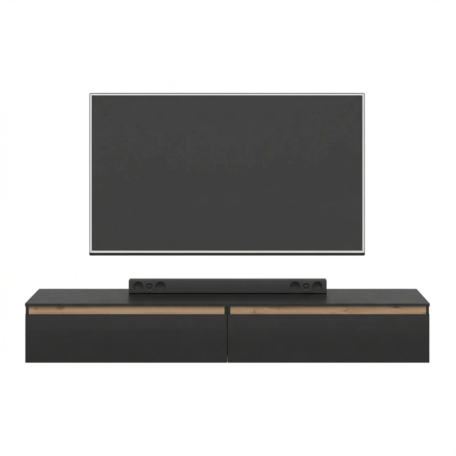 Aryana Oak Detail Large Modern TV Media Unit 230cm - Black / Artisan Oak