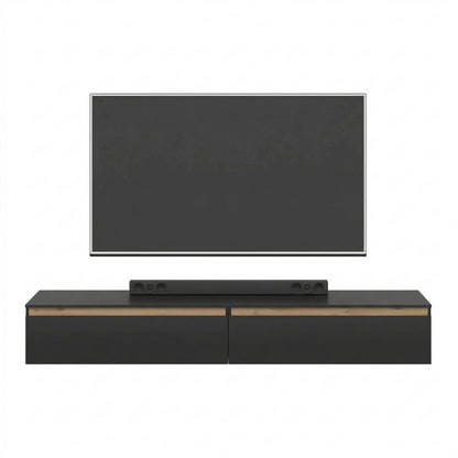 Aryana Oak Detail Large Modern TV Media Unit 230cm - Black / Artisan Oak