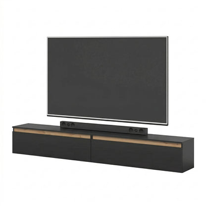 Aryana Oak Detail Large Modern TV Media Unit 230cm - Black / Artisan Oak