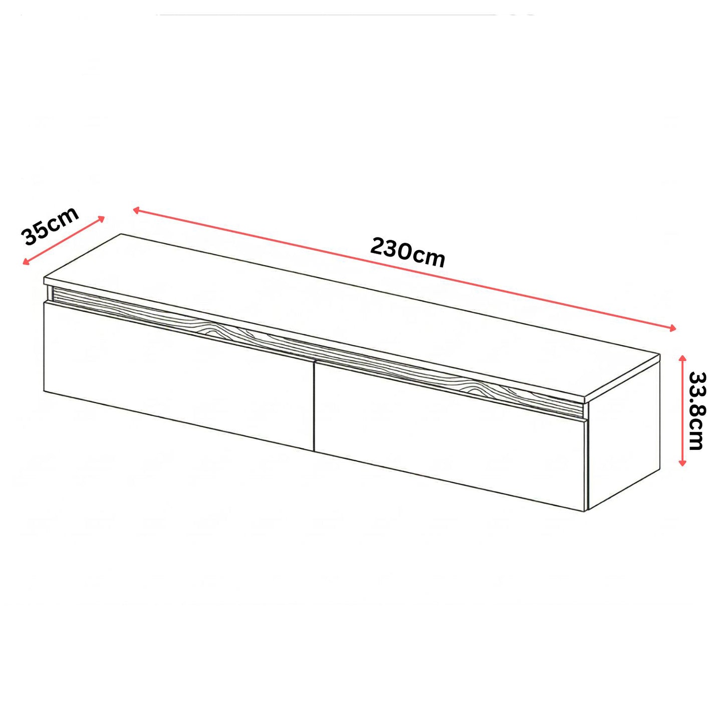 Aryana Oak Detail Large Modern TV Media Unit 230cm - Black / Artisan Oak
