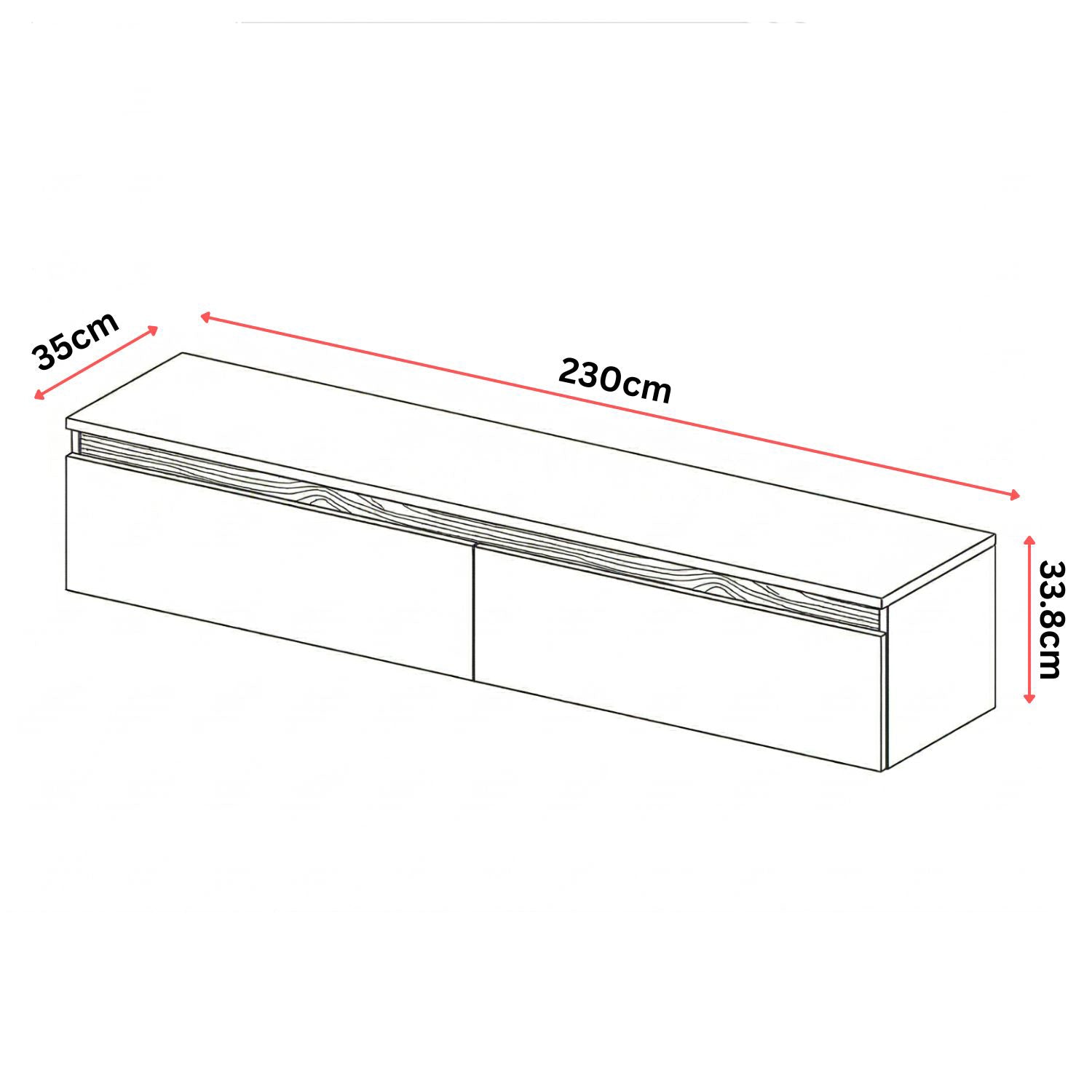 Aryana Oak Detail Large Modern TV Media Unit 230cm - Black / Artisan Oak
