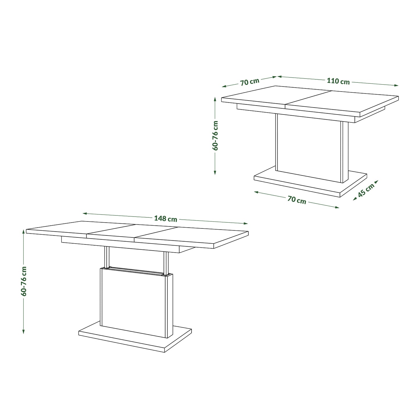 Astrid Mini - 2 in 1 Extending Coffee / Dining Table - Artisan Oak