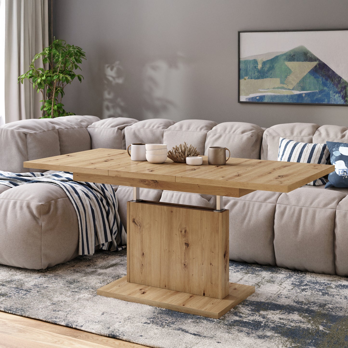 Astrid Mini - 2 in 1 Extending Coffee / Dining Table - Artisan Oak