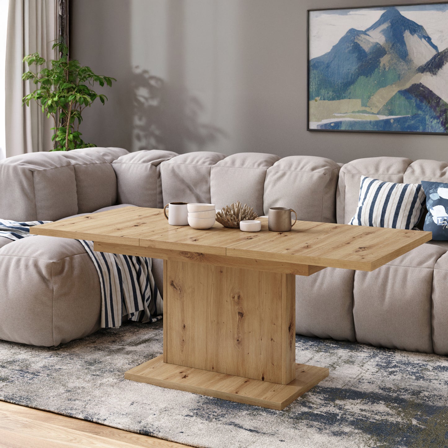 Astrid Mini - 2 in 1 Extending Coffee / Dining Table - Artisan Oak